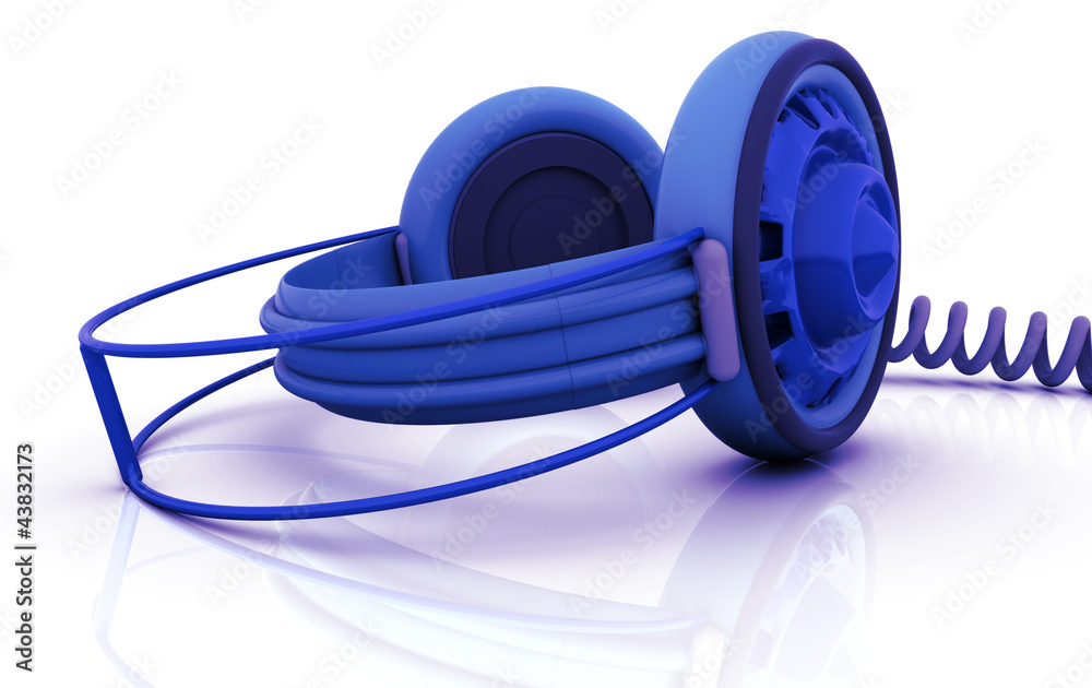 headphones dj blue - obrazy, fototapety, plakaty 