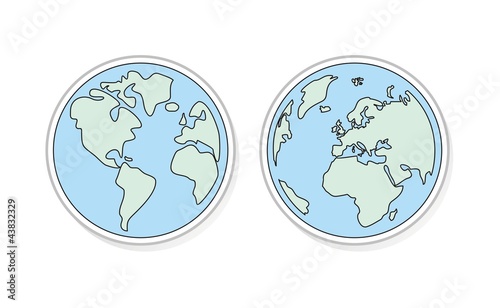 Planet Earth buttons, icon, sticker or logo vector illustration