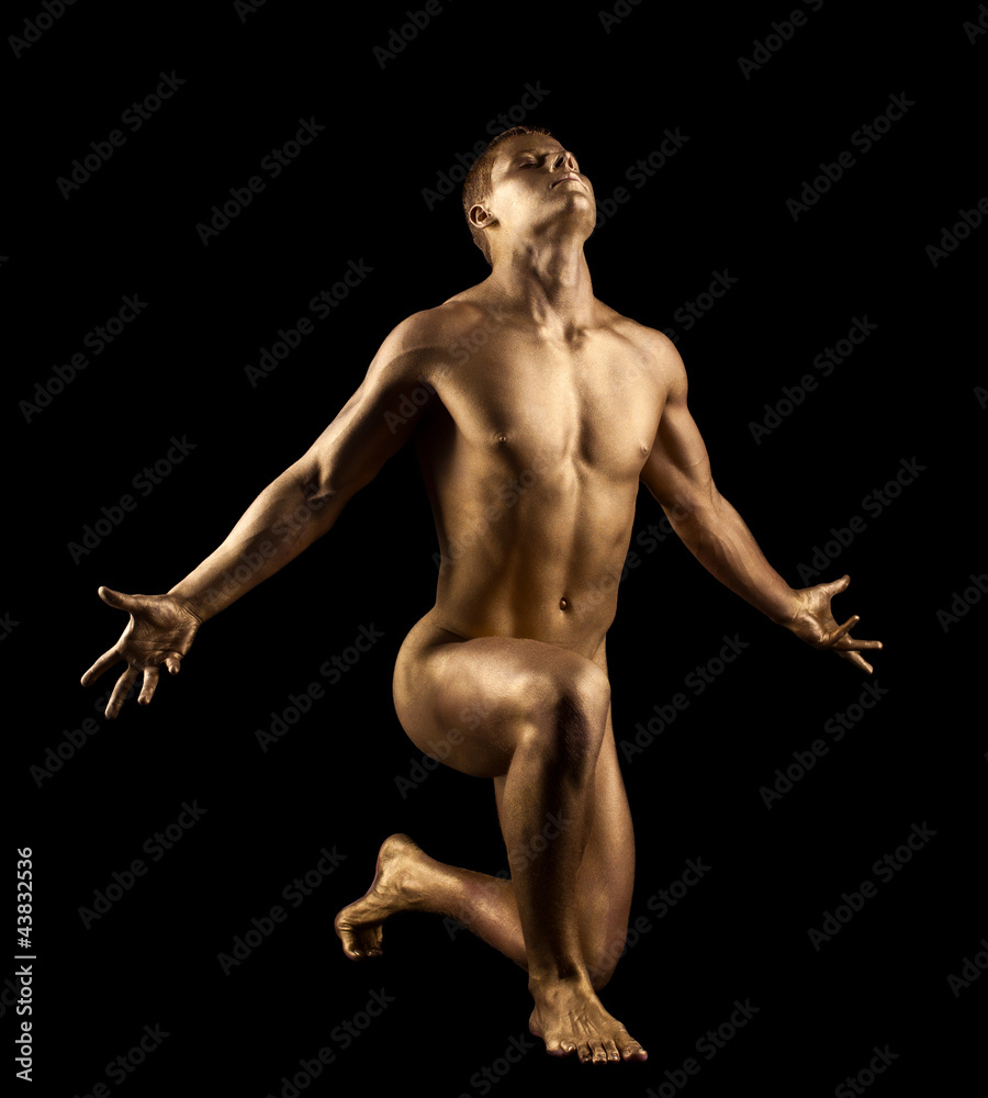 Athletic naked man show perfect body Stock Photo | Adobe Stock