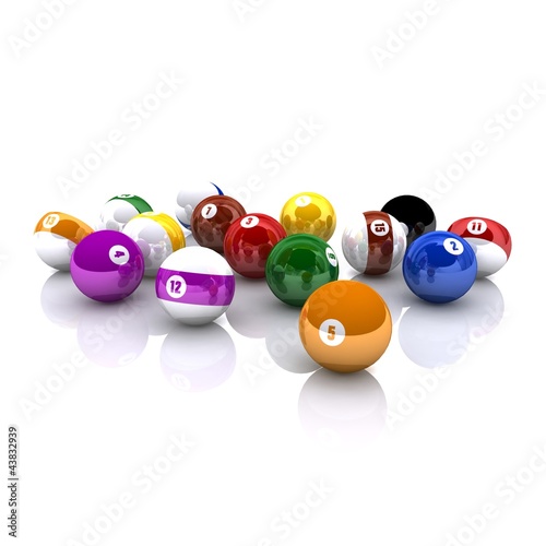 3D rendered isolated Billiard balls