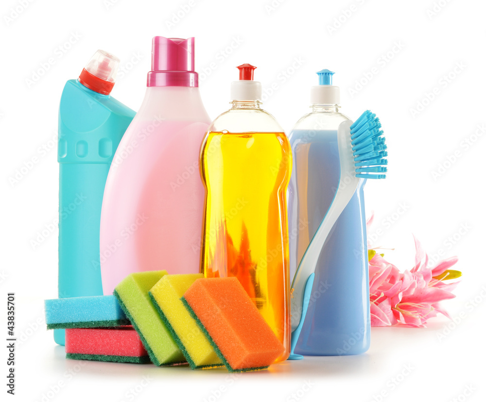 Detergent bottles isolated on white