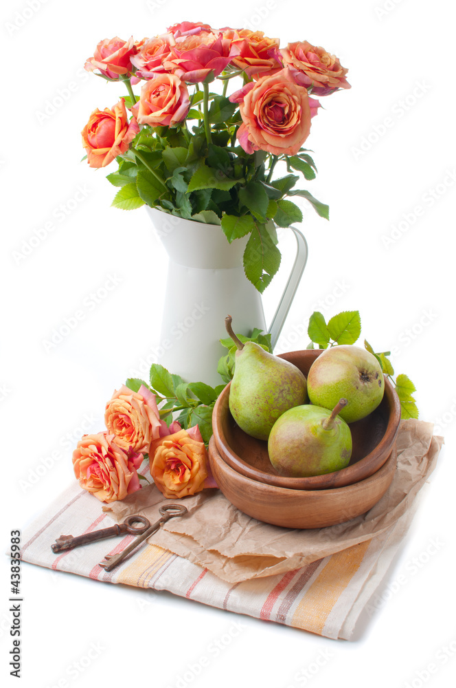 custom made wallpaper toronto digitalArrangement with roses and pears