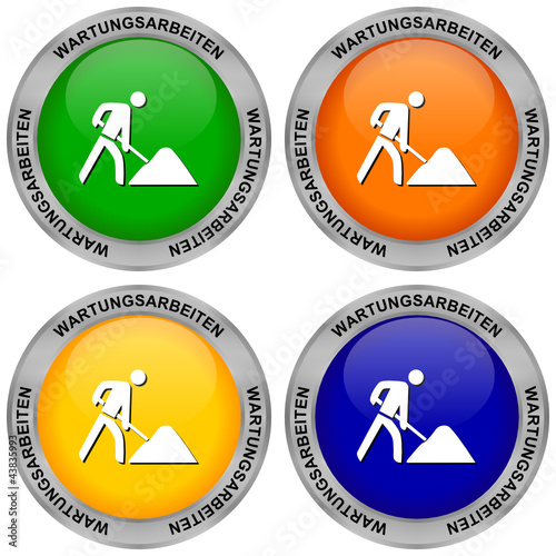 Vier Buttons: Wartungsarbeiten