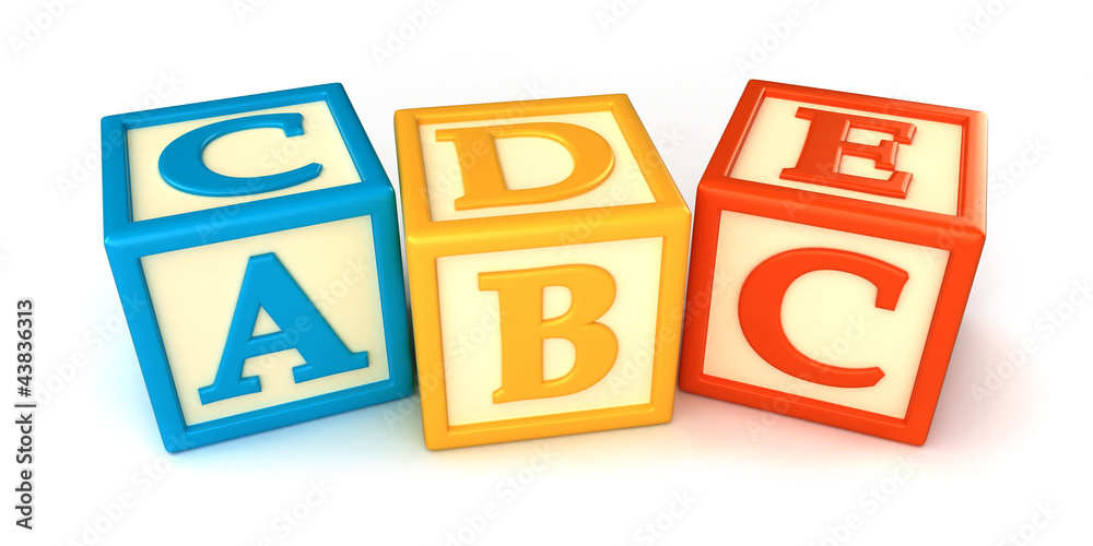 ABC building blocks on white background ABC building blocks on white background