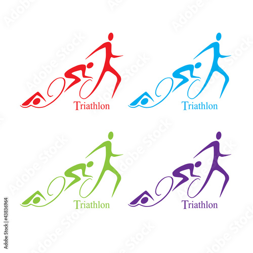 Vector triathlon symbol set