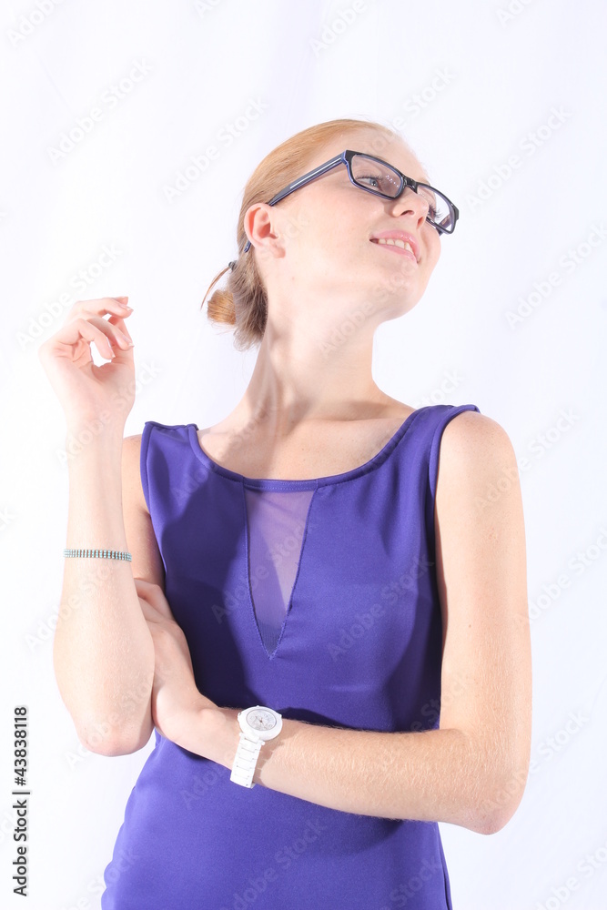 Portrait of young beautiful lady posing with folded hands Portrait of young beautiful lady posing with folded hands