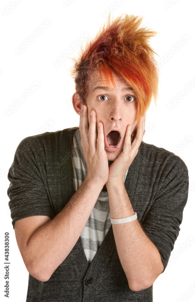 Φωτογραφία Surprised Man with Spiky Hair
