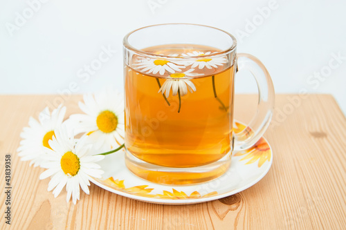 Teacup with soothing chamomile tea