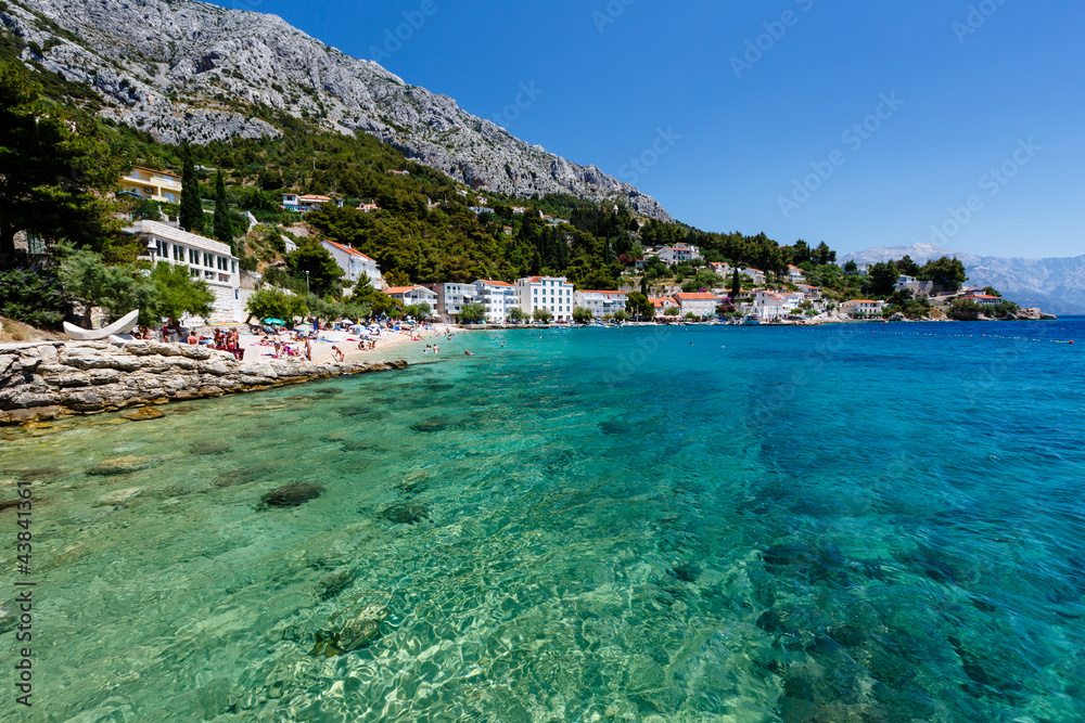 Beautiful Beach and Transparent Turquoise Adriatic Sea near Spli