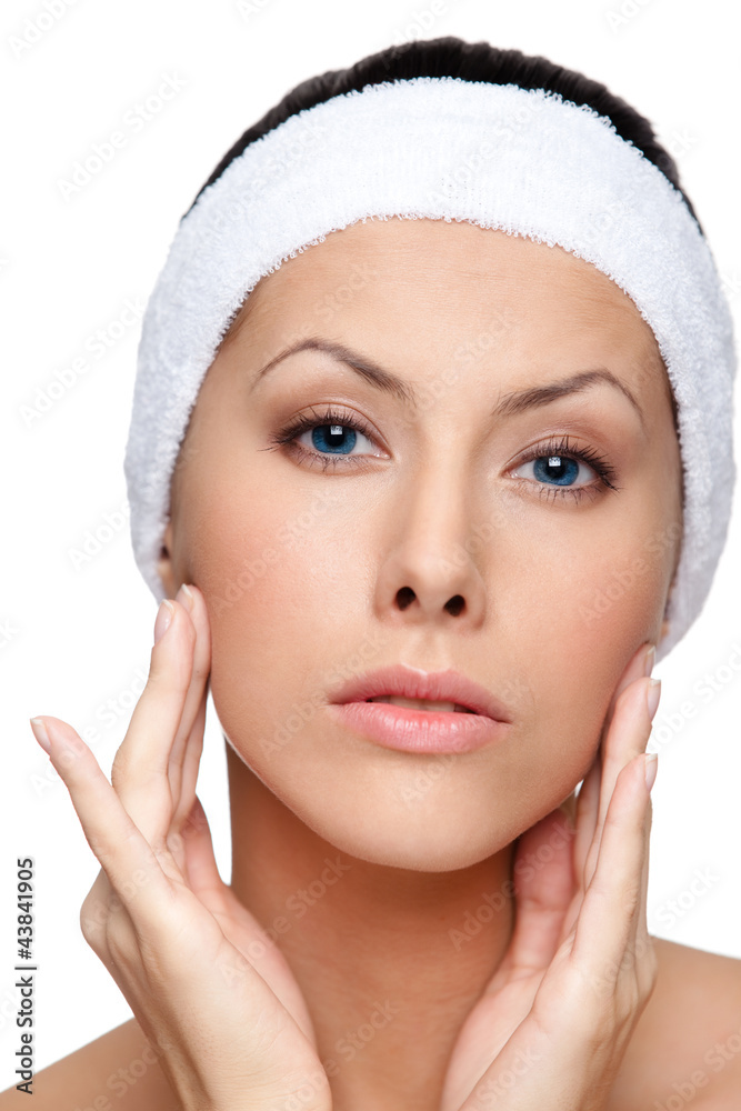 After making a facelift, close up, isolated, white background After making a facelift, close up, isolated, white background