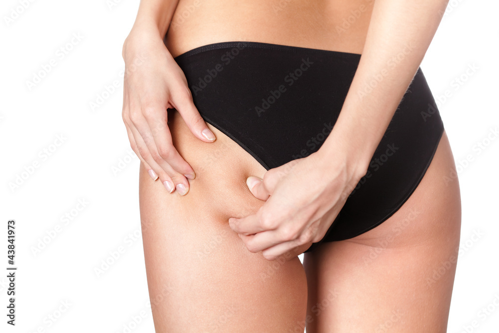 Cellulite skin, isolated, white background