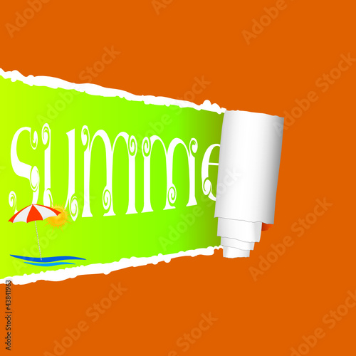 tearing paper with sign of summer vector