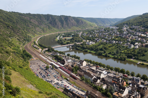 Cityscape of Cochem, historic German city along the river Mosell