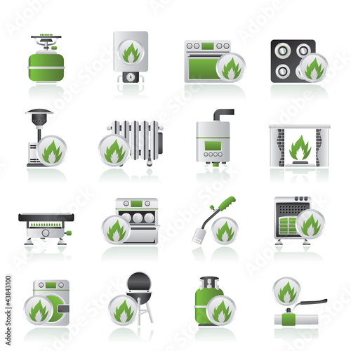 Household Gas Appliances icons - vector icon set