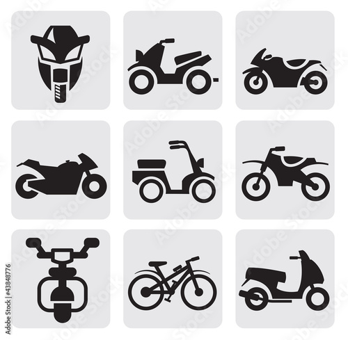 motorcycles and bicycles set