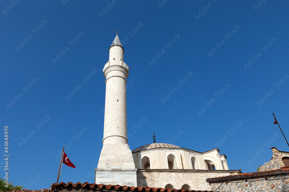 A minaret of a mosque in Kusadasi. Turkey