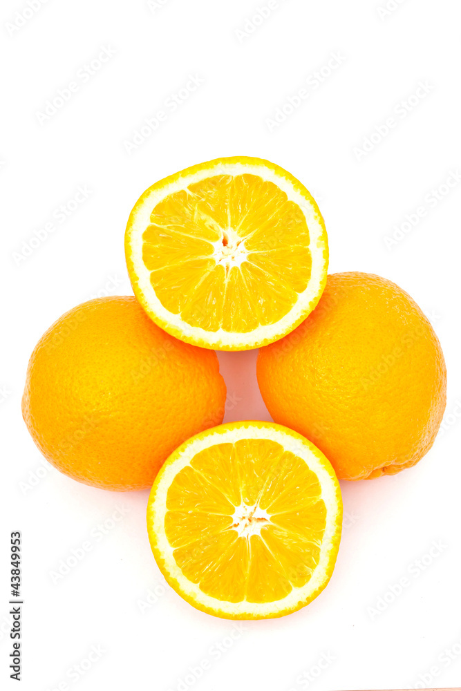 two oranges on white paper