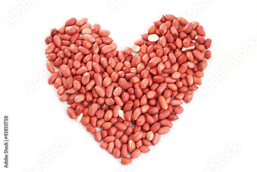 Peanuts stacked into a heart shape