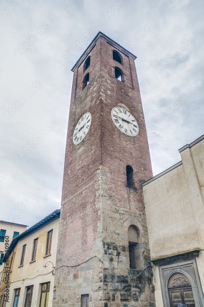 Clock tower in Lucca, Tuscany province, Italy