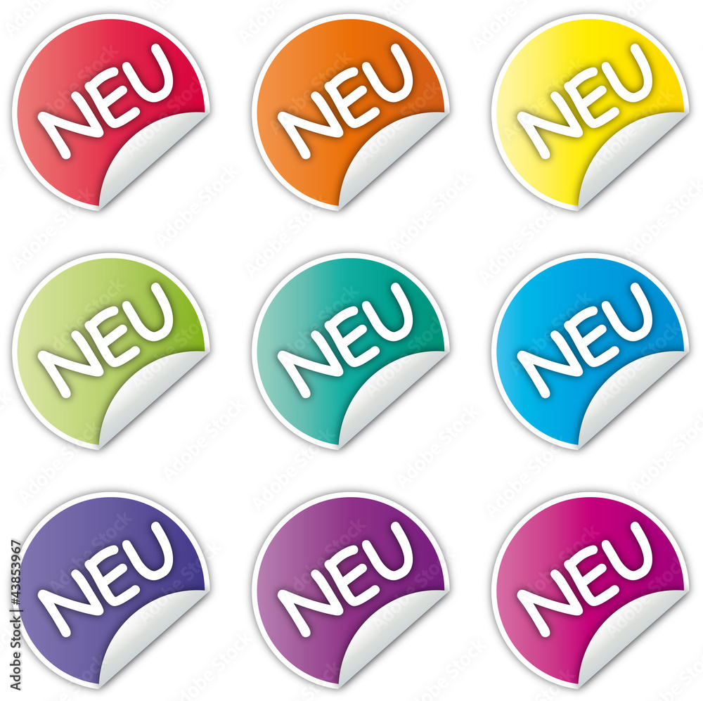 Button - neu - signalfarbe - störer - aufkleber Stock-Vektorgrafik ...
