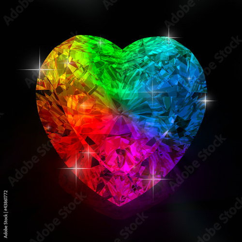 rainbow heart shape diamond