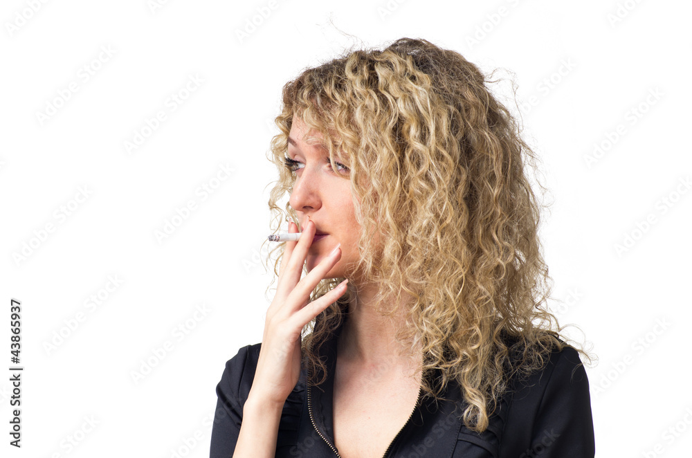 Business woman smoking sigarette. Business woman smoking sigarette.