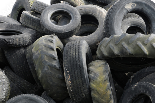 a pile of waste tires in Arthies in Ile de France