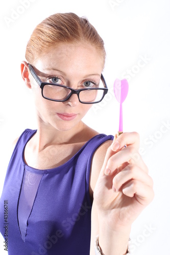 Картината върху платно Beautiful businesswoman pointing to target