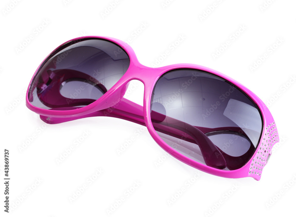 Women glamorous pink sunglasses isolated on white Women glamorous pink sunglasses isolated on white