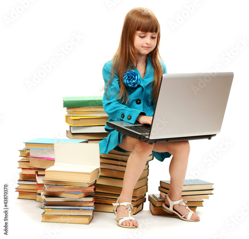 little girl with notebook a...
