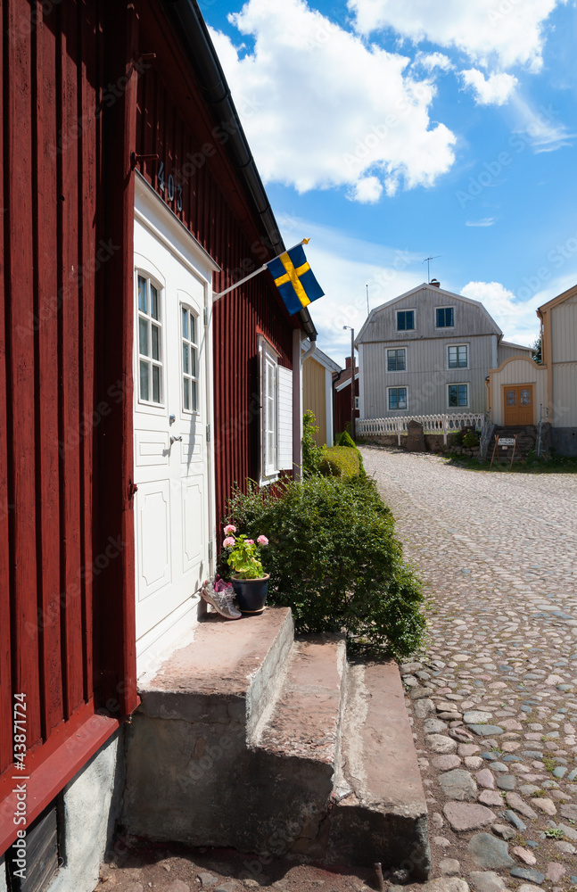 Straße und Marktplatz in Pataholm, Småland, Schweden