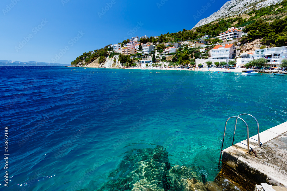 Metal Ladder on the Beach and Azure Mediterranean Sea near Split