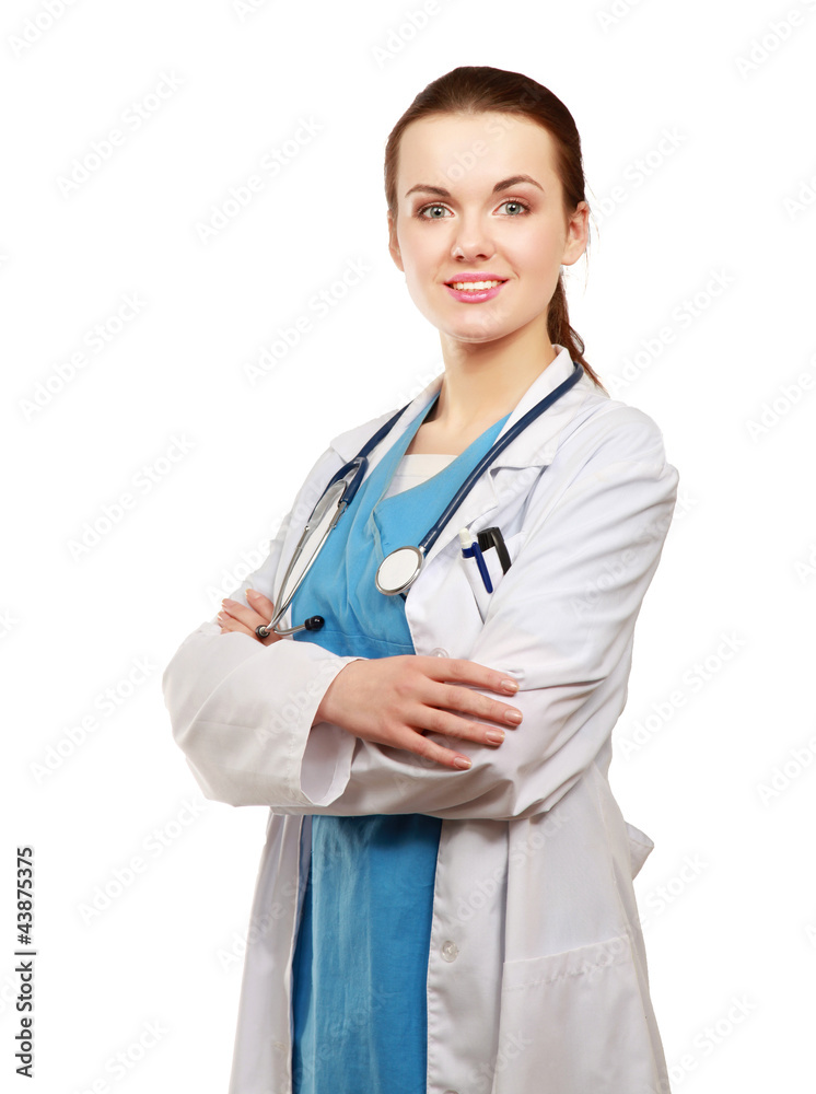 Happy young nurse standing with folded arms Happy young nurse standing with folded arms