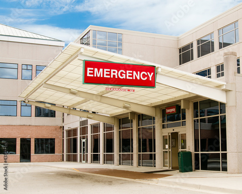 Entrance to emergency room at hospital photo
