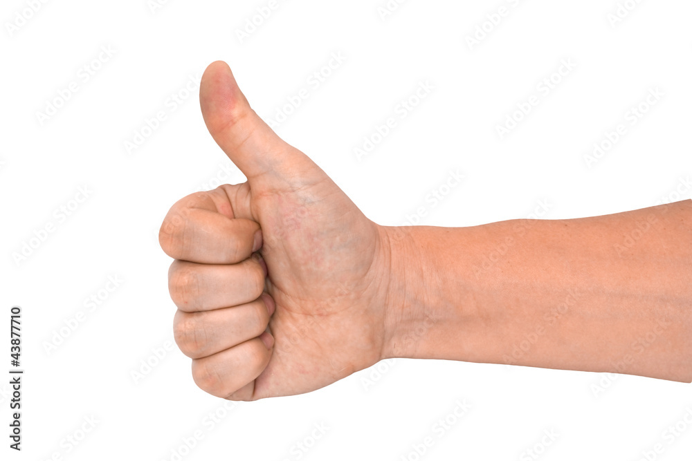 men's hand make thumbs up isolated over white men's hand make thumbs up isolated over white