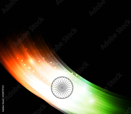 abstract Indian shiny flag black tricolor wave
