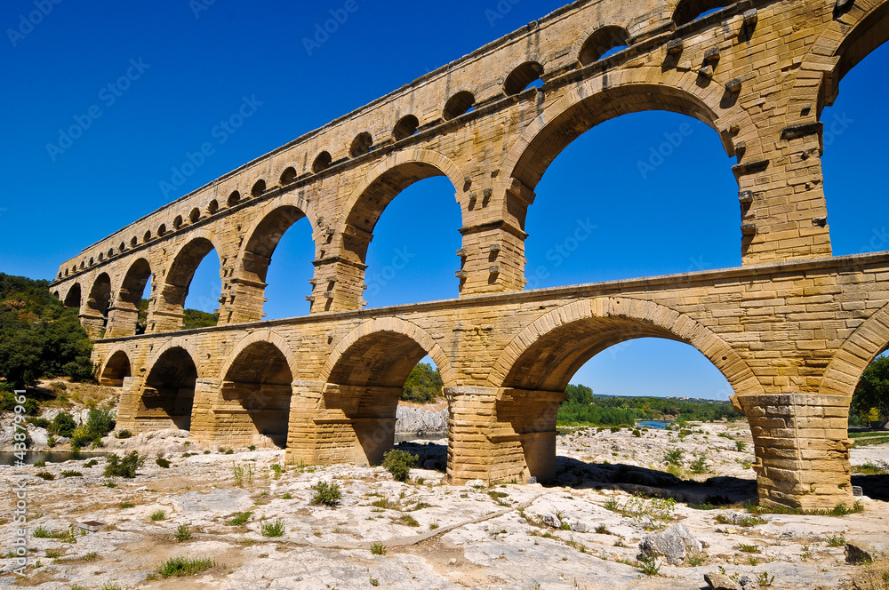 Pont du Gard, bridge of Gard, an ancient Roman aqueduct