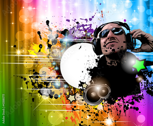 Disco club flyer with Disck Jockey shape
