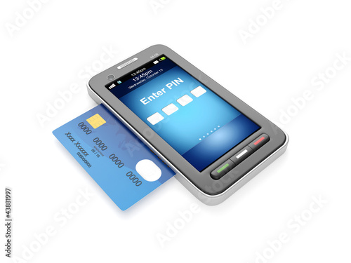 3d illustration: Credit card and mobile phone