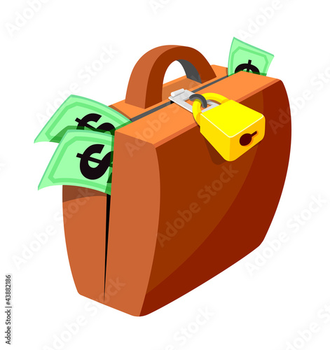 icon brief case and money