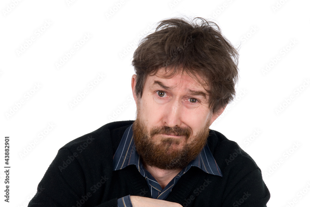 Portrait of the emotional man with a beard. Portrait of the emotional man with a beard.