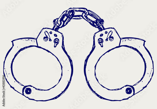 Metal handcuffs. Sketch