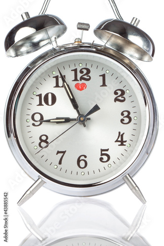 Silver Alarm Clock closeup.