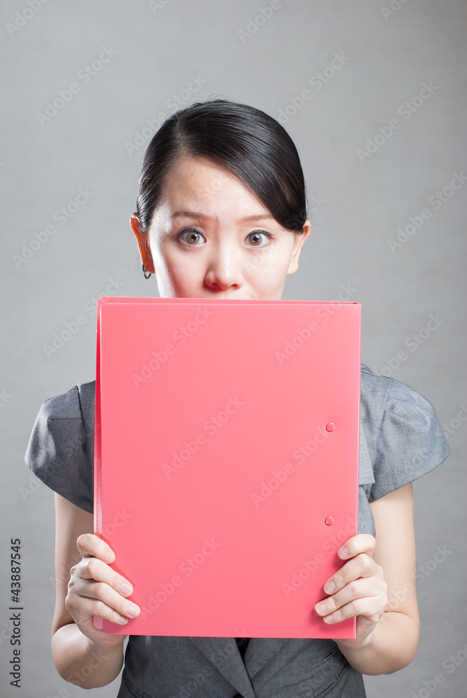 bright picture of beautiful woman with folders bright picture of beautiful woman with folders