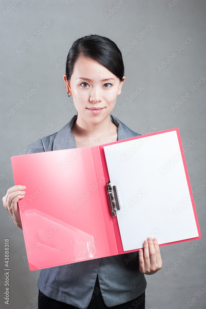 bright picture of beautiful woman with folders bright picture of beautiful woman with folders