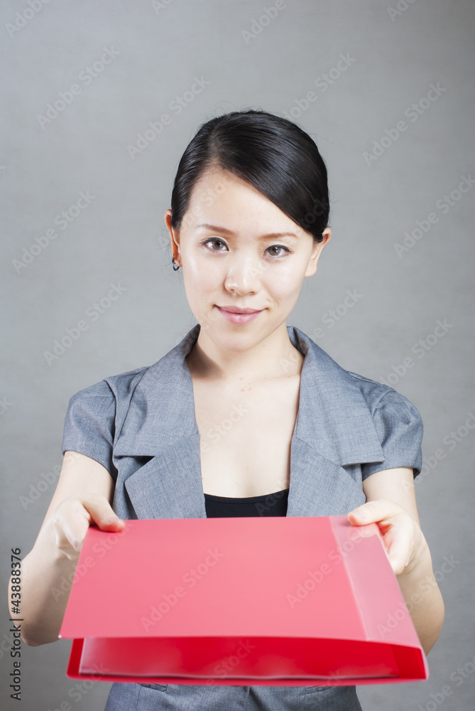 bright picture of beautiful woman with folders bright picture of beautiful woman with folders