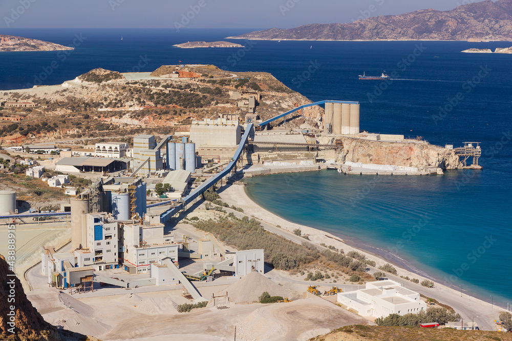 Large bentonite and perlite processing plant by the sea