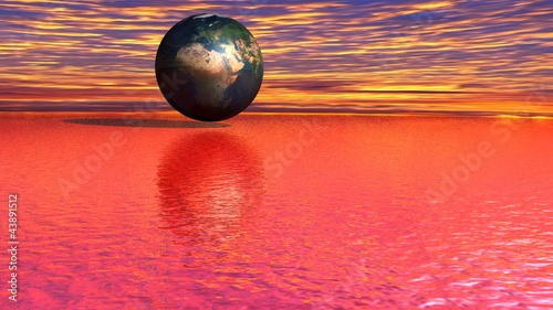 The earth on a red sea - Pianeta terra su un mare rosso photo