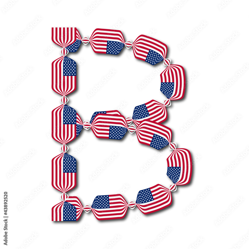 Obraz premium Letter B made of USA flags in form of candies