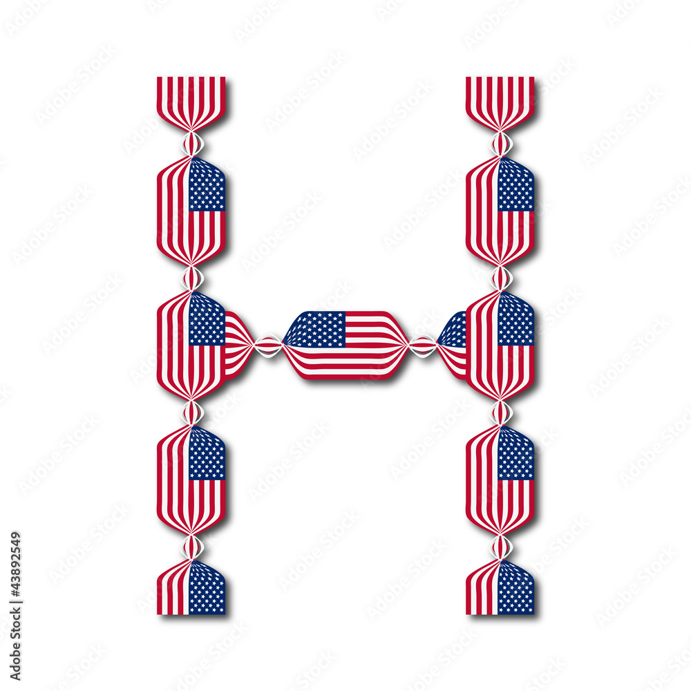 Obraz premium Letter H made of USA flags in form of candies